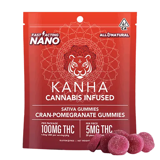 KANHA | Cran-Pomegranate Punch – Sativa Nano Gummies – 100mg