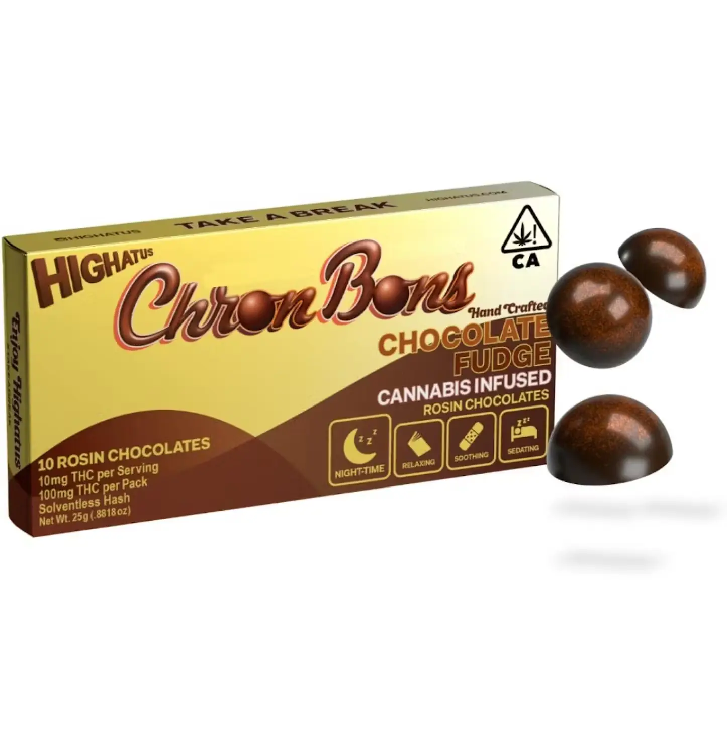 Highatus ChronBons | Mountain Walker Chocolate Fudge Rosin Infused Chocolates | 100mg